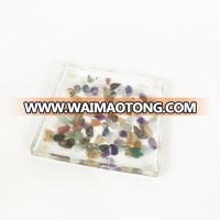 mixed rough gemstone glass crystal coaster set