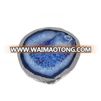 10cm blue natural agate coaster beer coaster with sliver edge